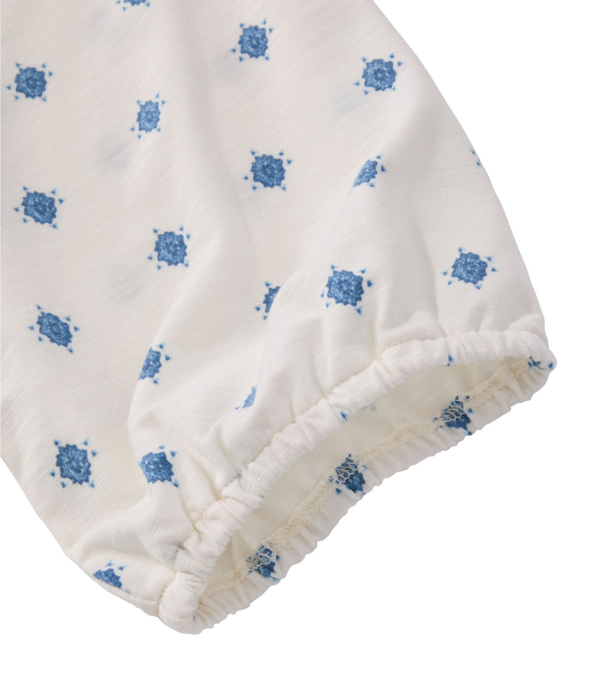 L.L.Bean Women's Camden Hills Tee, Elbow-Sleeve Button-Front Shirt Print Deep Blue Foulard