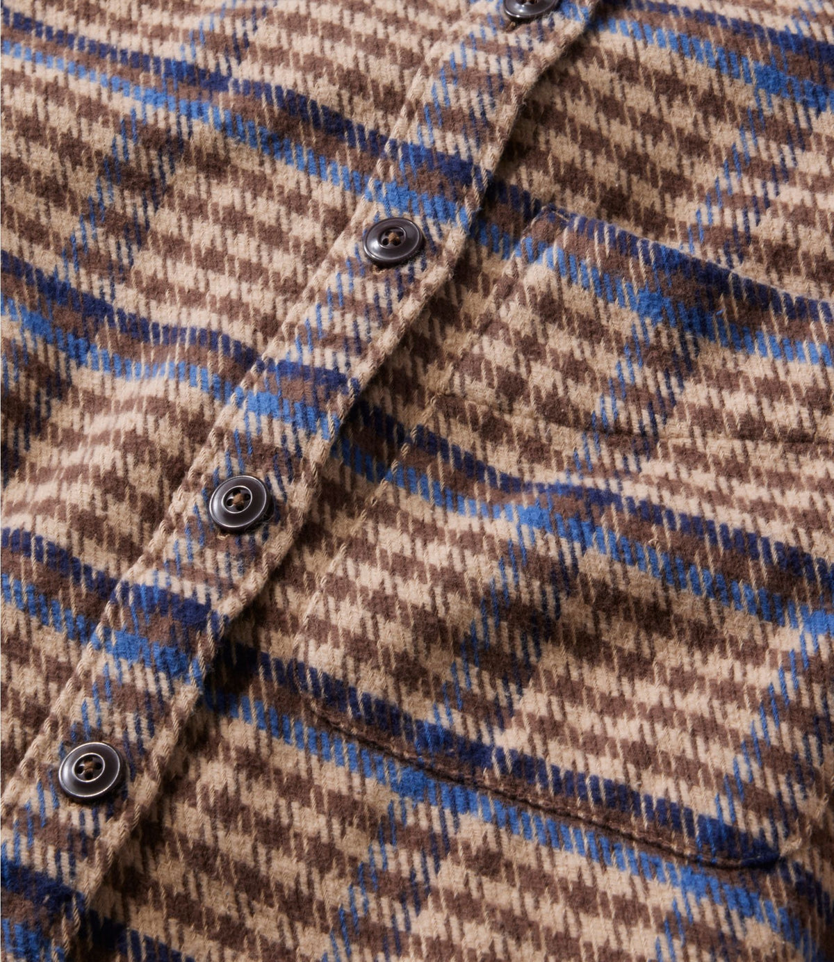 L.L.Bean Women's Signature 1933 Collarless Chamois Tunic, Plaid Birch Brown Houndstooth