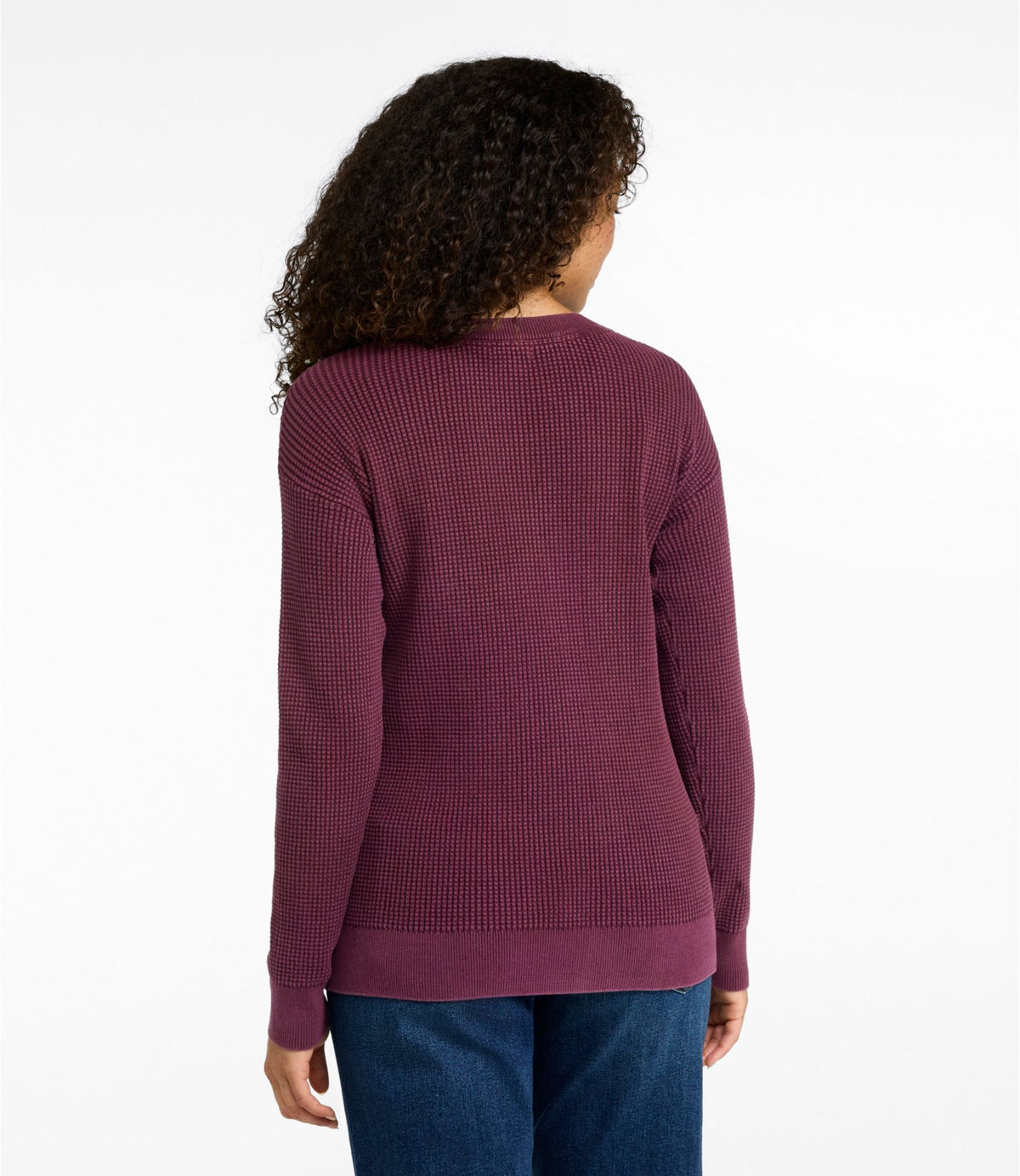 L.L.Bean Women's Sunwashed Waffle Sweater, Pullover Bone