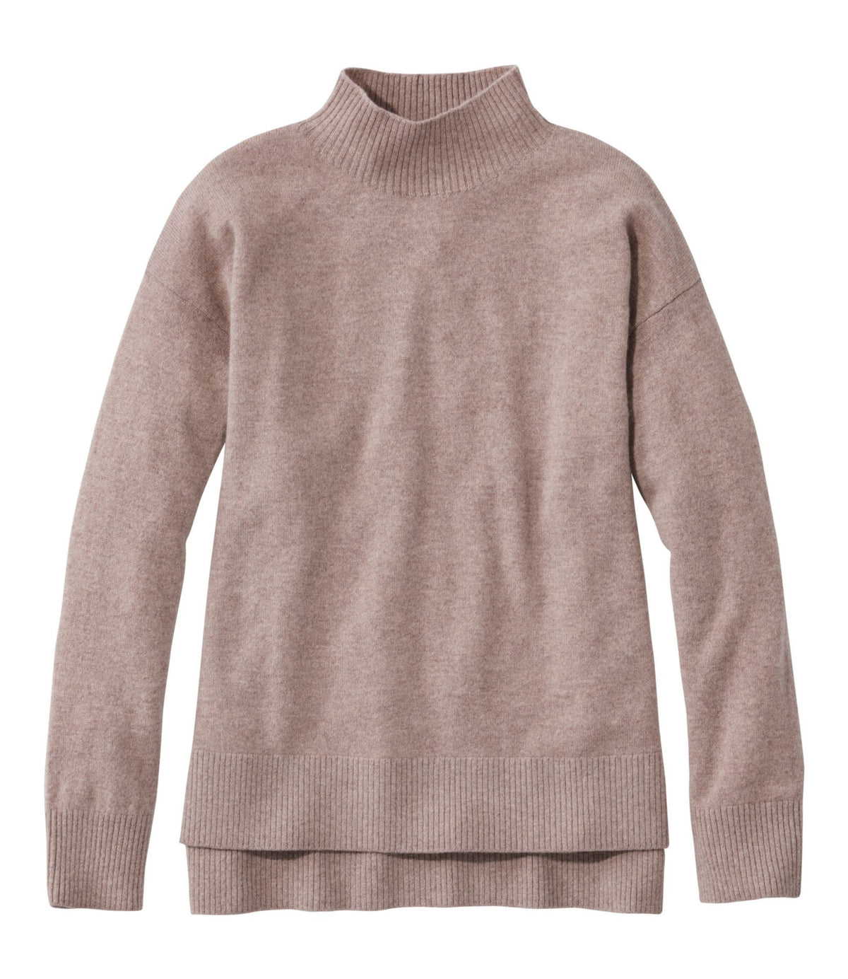 L.L.Bean Women's Classic Cashmere Sweater, Relaxed Mockneck Camel Heather
