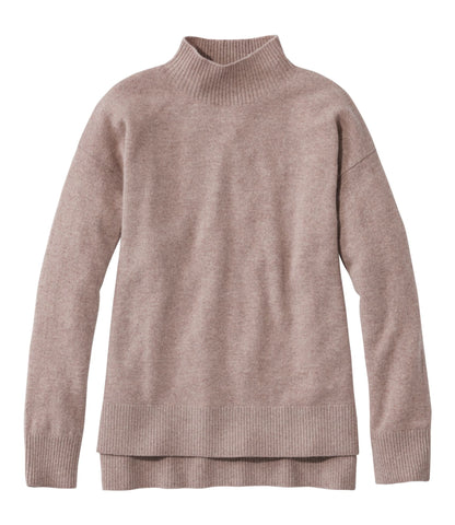 L.L.Bean Women's Classic Cashmere Sweater, Relaxed Mockneck Camel Heather