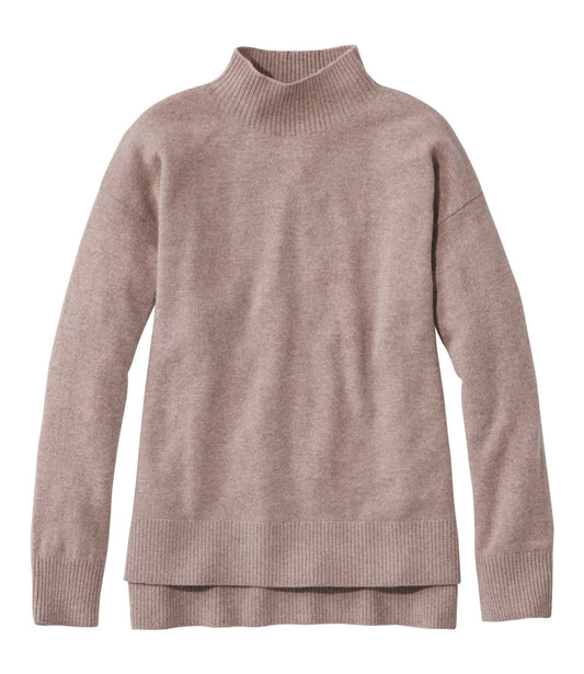 L.L.Bean Women's Classic Cashmere Sweater, Relaxed Mockneck Camel Heather