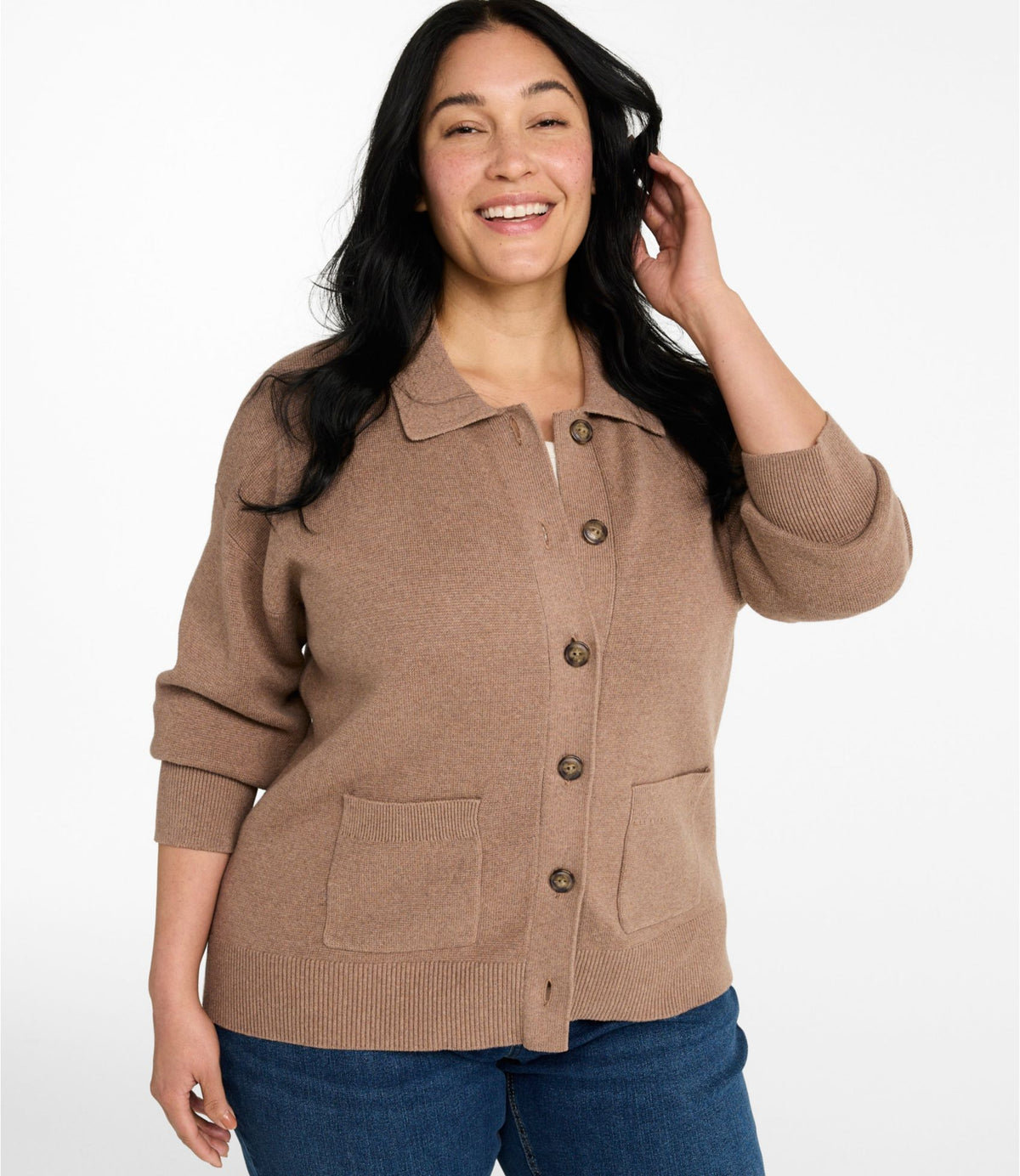 L.L.Bean Women's Wicked Soft Cotton/Cashmere Cardigan Bordeaux Heather