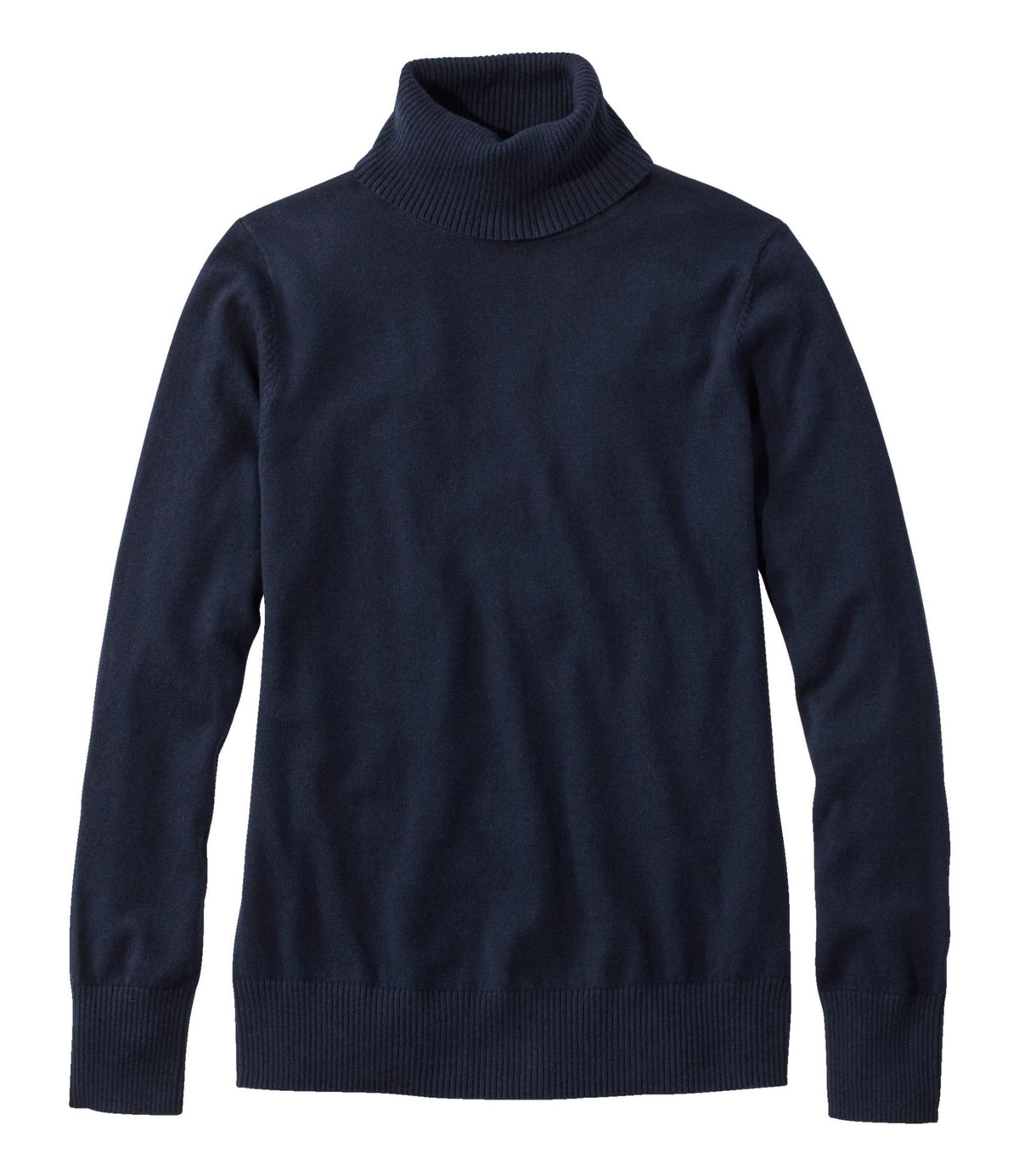 L.L.Bean Women's Cotton/Cashmere Sweater, Turtleneck Classic Navy