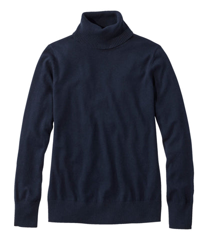 L.L.Bean Women's Cotton/Cashmere Sweater, Turtleneck Classic Navy