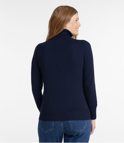 L.L.Bean Women's Cotton/Cashmere Sweater, Turtleneck Classic Navy