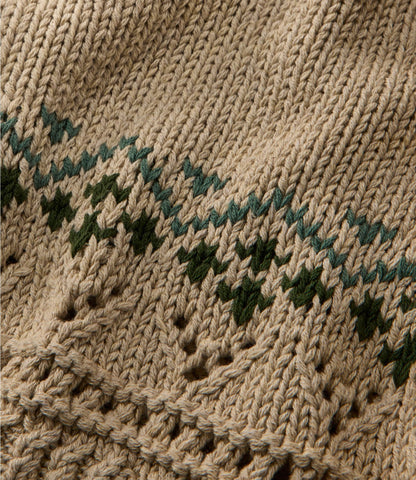 L.L.Bean Women's Signature Cotton Fisherman Sweater, Short Cardigan Fair Isle Forest Shade Dog Fair Isle