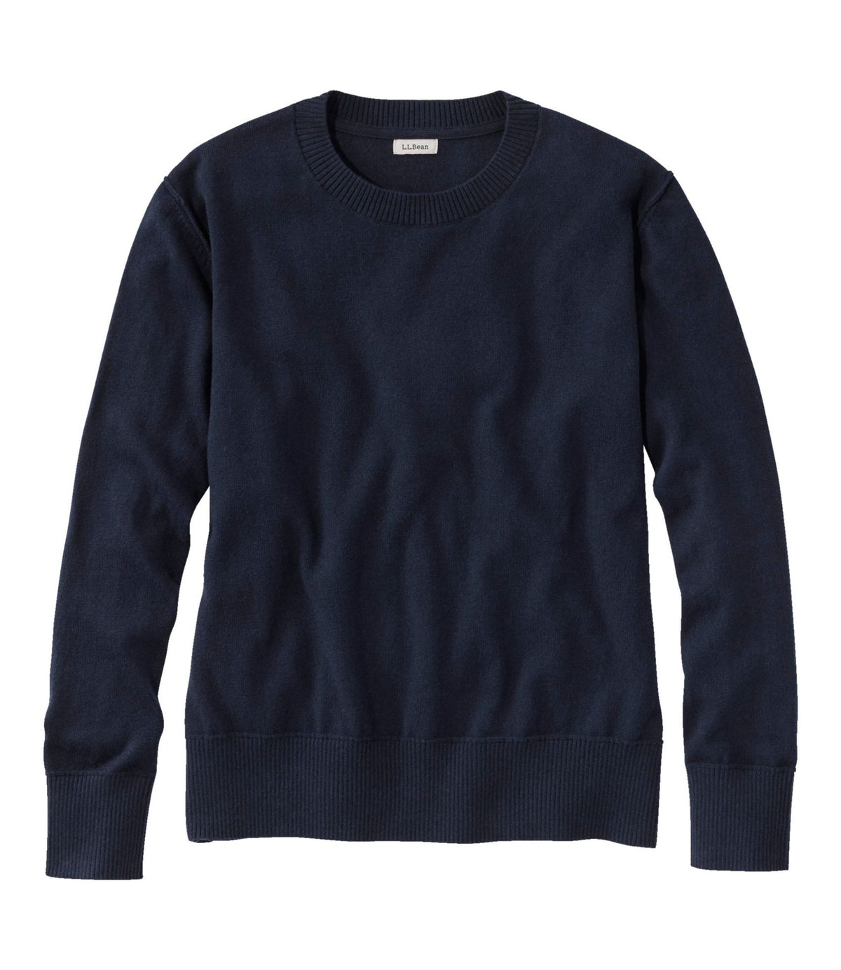 L.L.Bean Women's Cotton/Cashmere Sweater, Crewneck Classic Navy