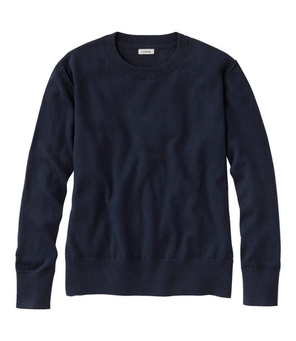 L.L.Bean Women's Cotton/Cashmere Sweater, Crewneck Classic Navy