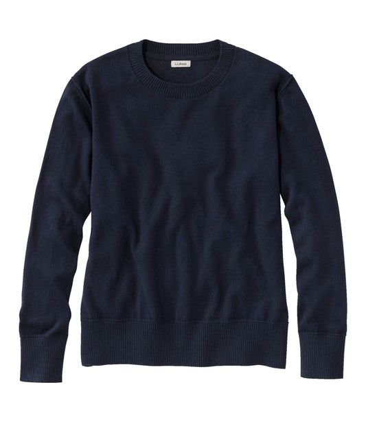 L.L.Bean Women's Cotton/Cashmere Sweater, Crewneck Classic Navy