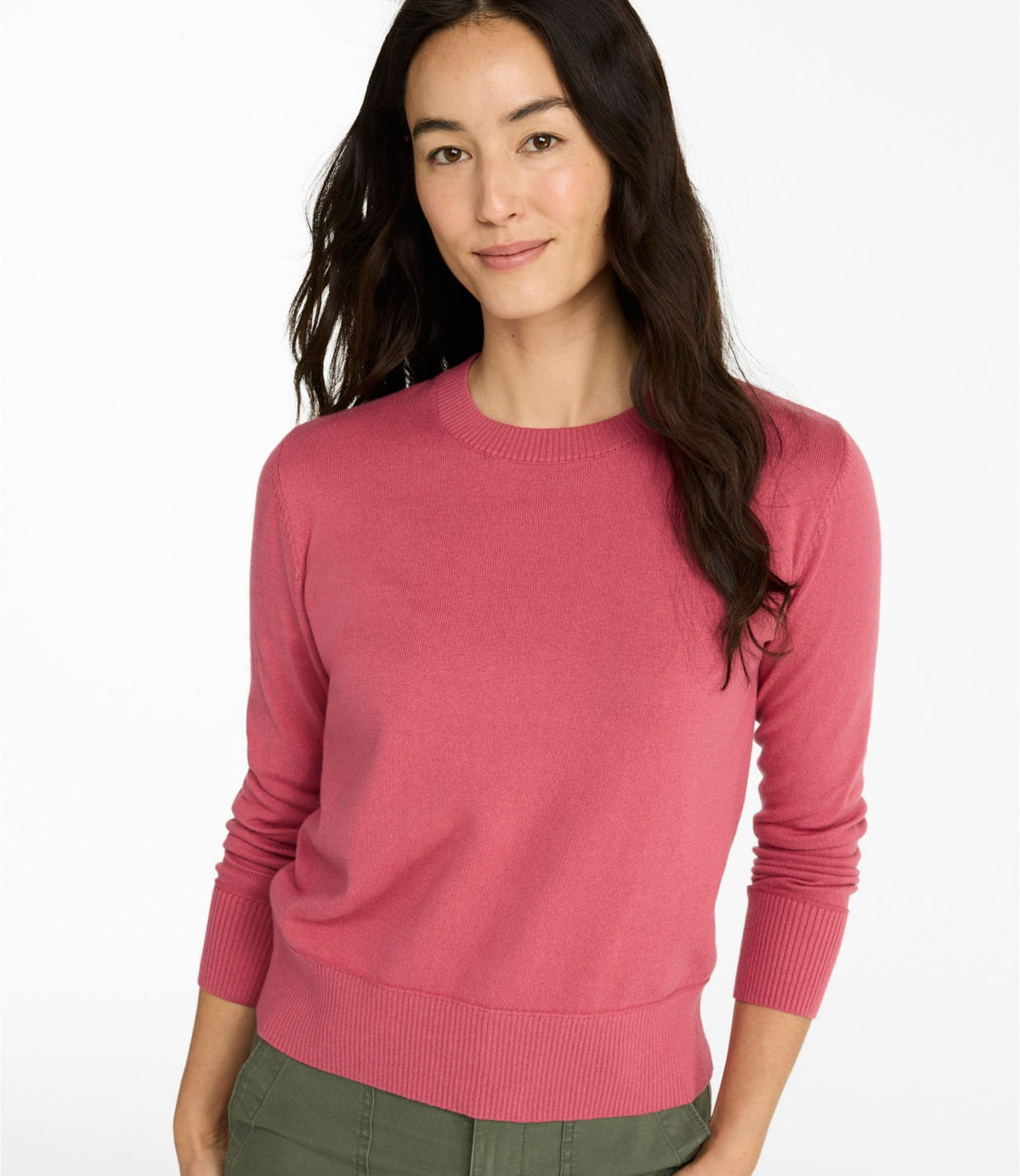 L.L.Bean Women's Cotton/Cashmere Sweater, Crewneck Classic Navy