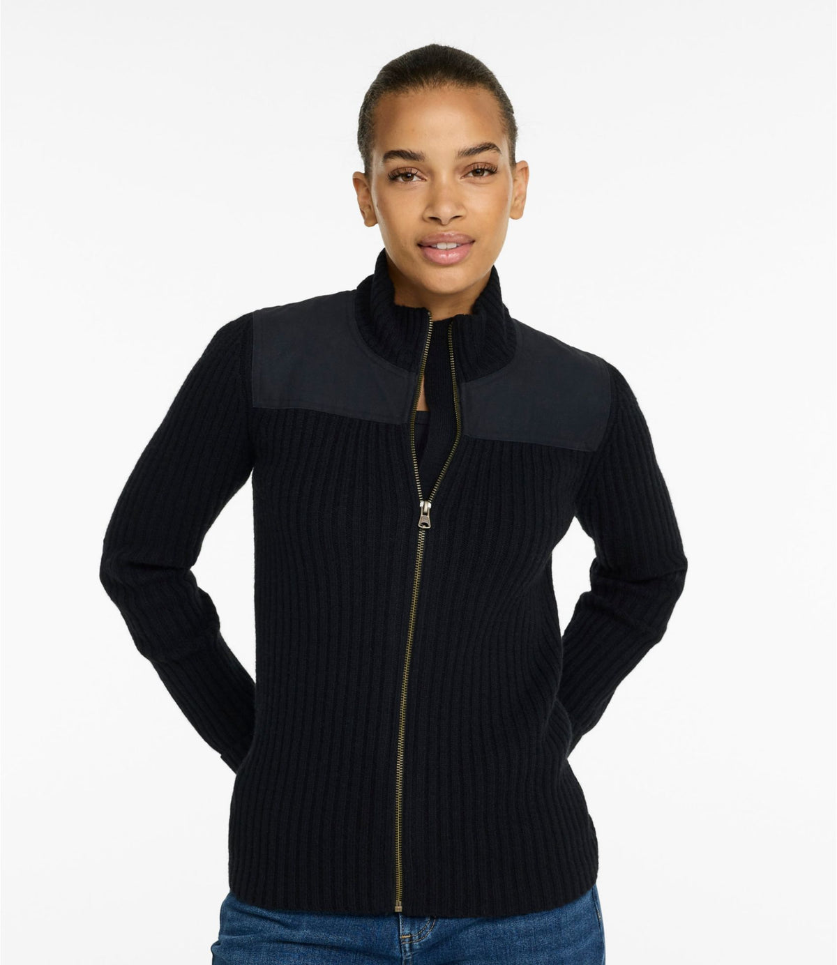 L.L.Bean Women's Commando Sweater, Full-Zip Dark Cinder