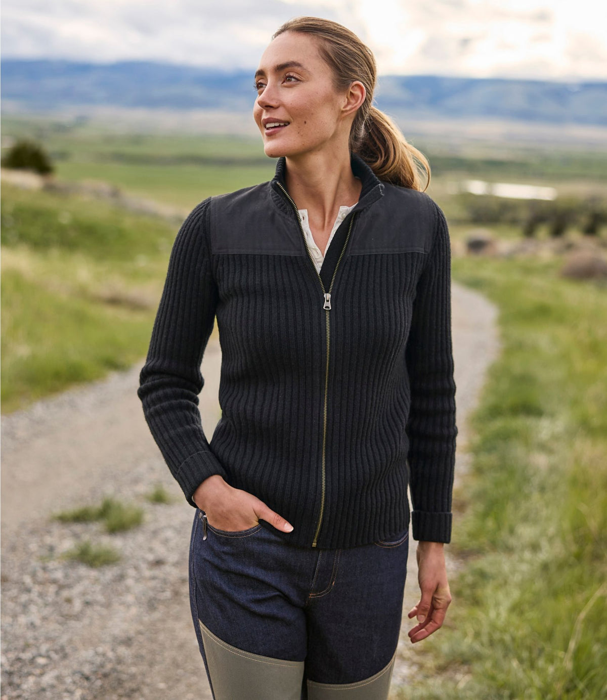 L.L.Bean Women's Commando Sweater, Full-Zip Dark Cinder