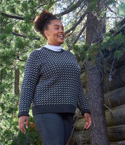 L.L.Bean Women's Bean's Classic Ragg Wool Sweater, Crewneck Bird's-Eye Classic Navy/Light Gray Heather Birdseye