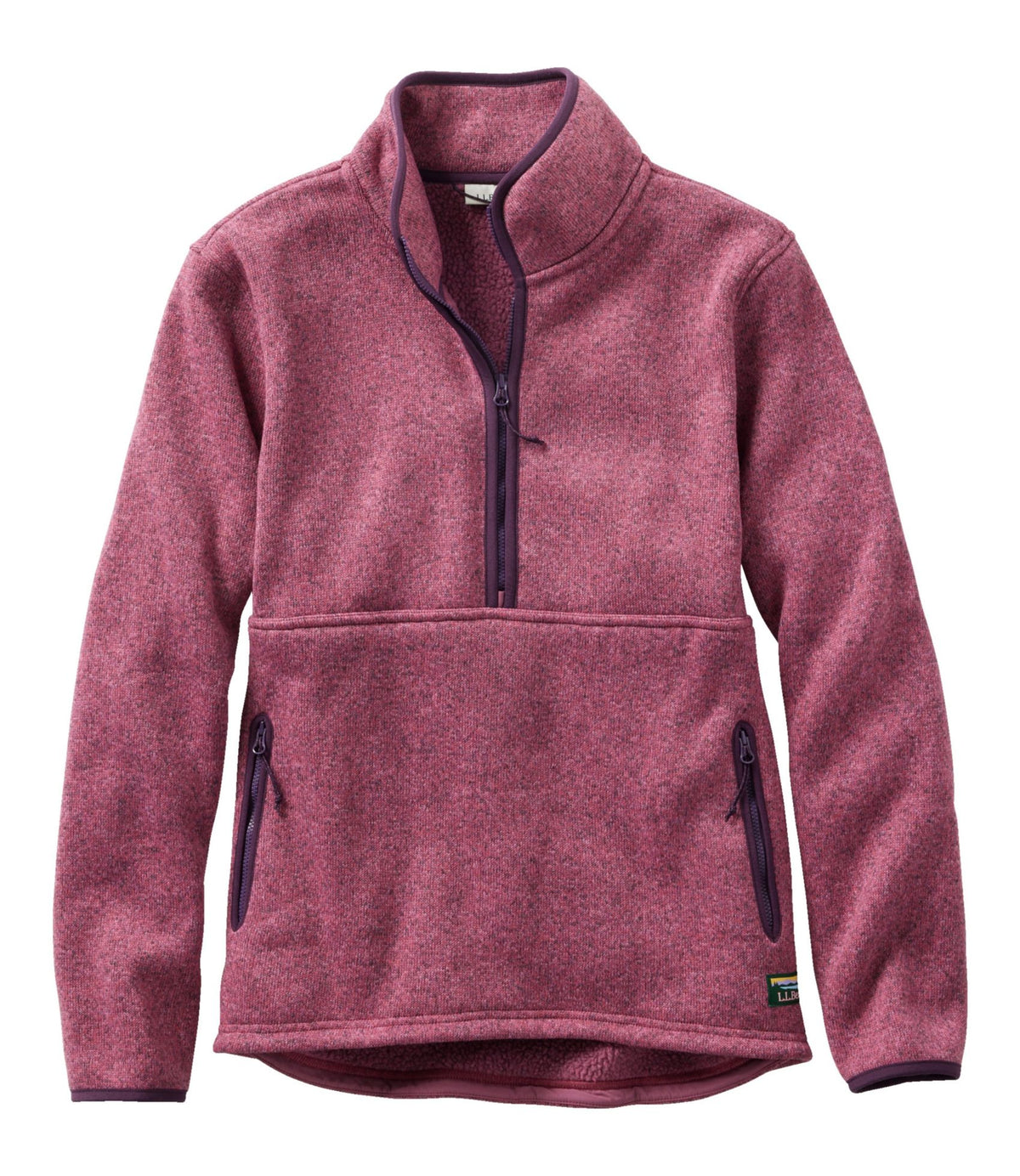 L.L.Bean Women's L.L.Bean Sweater Fleece Half-Zip Pullover Dark Plum Rose/Eggplant