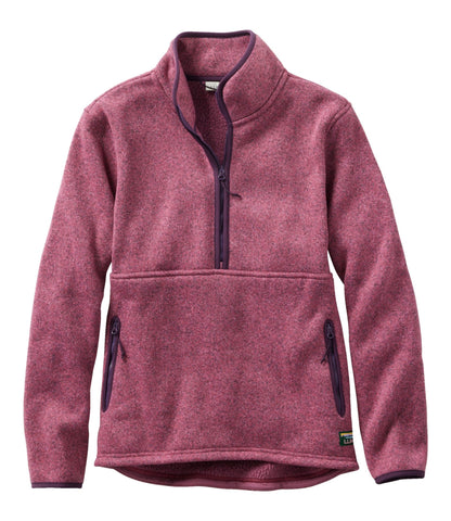 L.L.Bean Women's L.L.Bean Sweater Fleece Half-Zip Pullover Dark Plum Rose/Eggplant