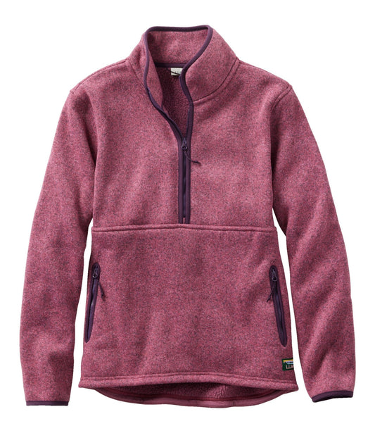 L.L.Bean Women's L.L.Bean Sweater Fleece Half-Zip Pullover Dark Plum Rose/Eggplant
