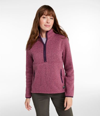 L.L.Bean Women's L.L.Bean Sweater Fleece Half-Zip Pullover Dark Plum Rose/Eggplant