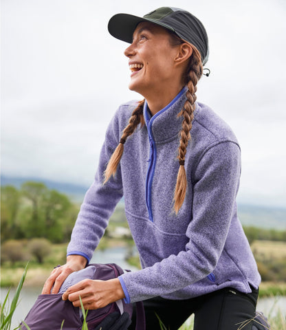 L.L.Bean Women's L.L.Bean Sweater Fleece Half-Zip Pullover Dark Plum Rose/Eggplant