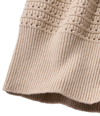 L.L.Bean Women's Sunwashed Openwork Sweater, Short-Sleeve Henley Deep Lake
