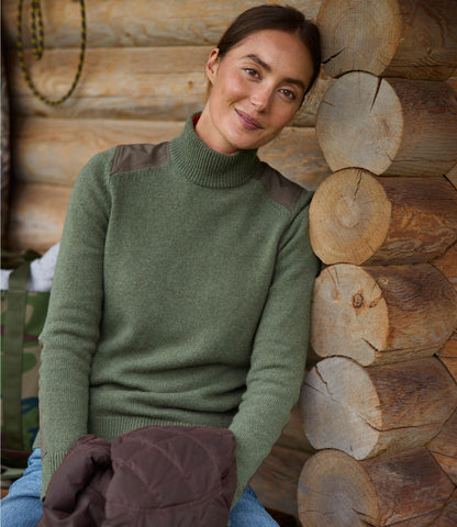 L.L.Bean Women's Maine Guide Lightweight Lambswool Sweater Soft Khaki