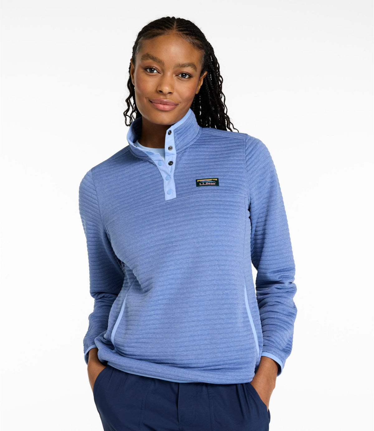 L.L.Bean Women's Airlight Knit Pullover Deep Lake Heather