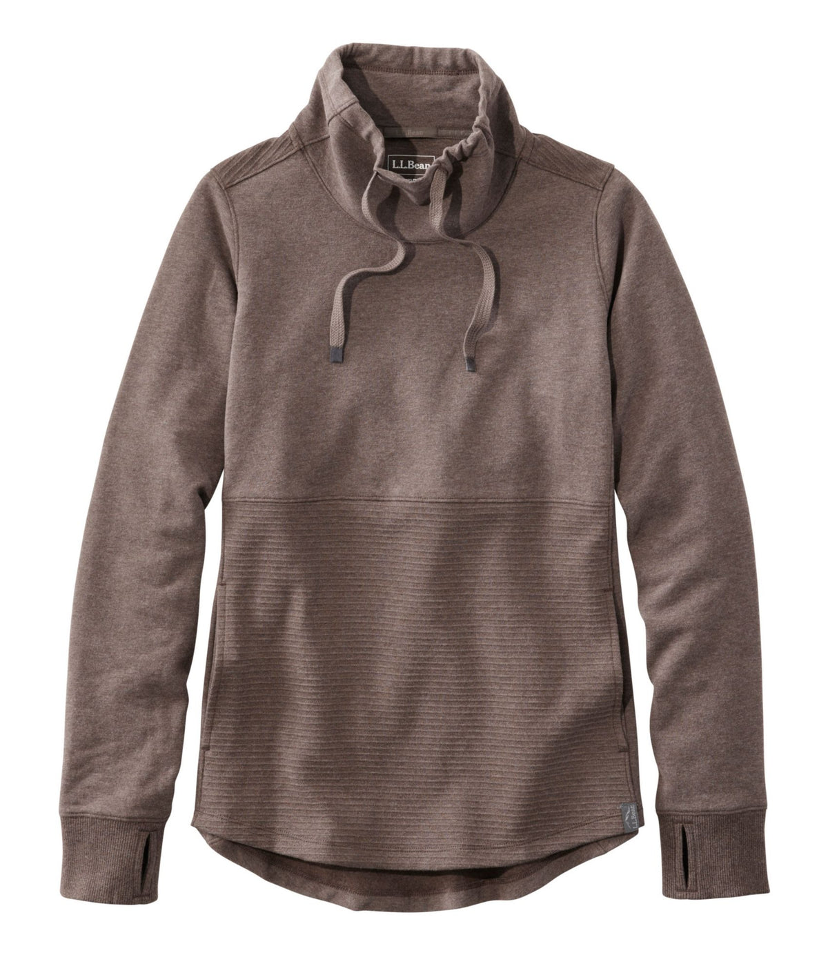 L.L.Bean Women's L.L.Bean Cozy Mixed-Knit Pullover Dark Cinder Heather