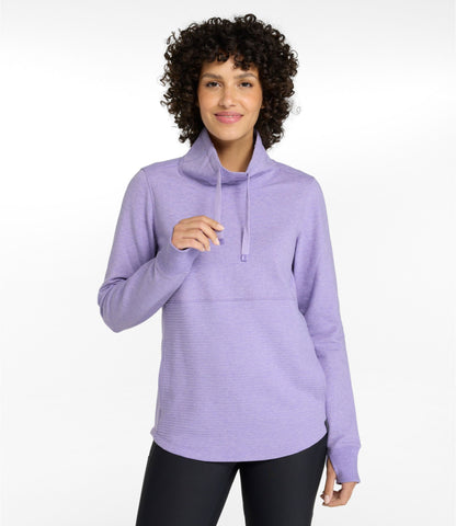 L.L.Bean Women's L.L.Bean Cozy Mixed-Knit Pullover Dark Cinder Heather