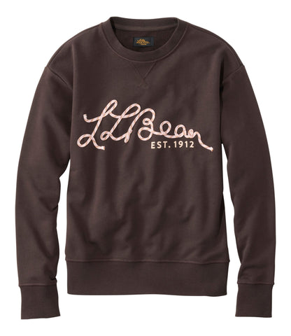 L.L.Bean Women's Signature Camp Sweatshirt, Crewneck Deepest Brown Logo