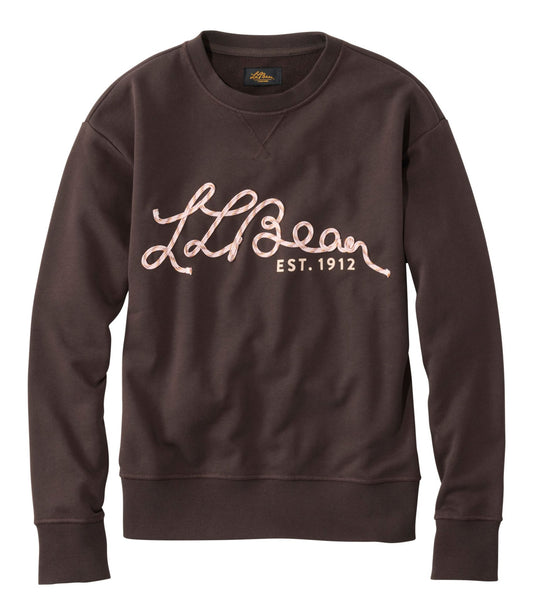 L.L.Bean Women's Signature Camp Sweatshirt, Crewneck Deepest Brown Logo
