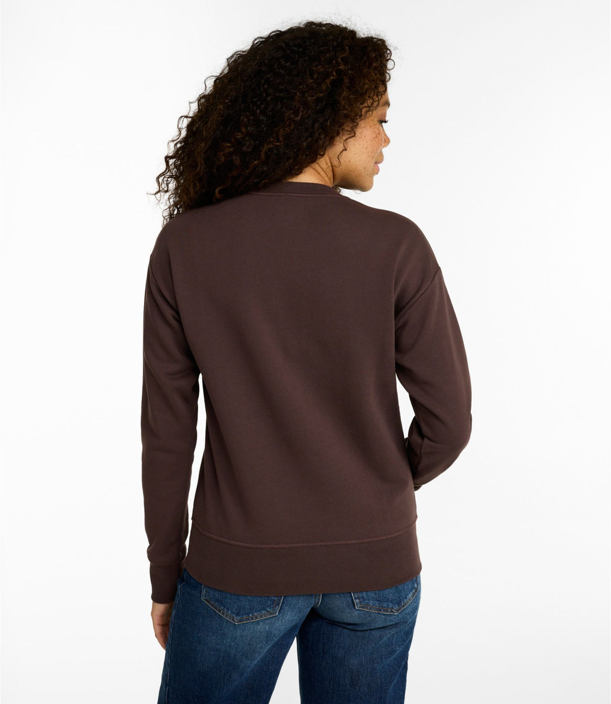 L.L.Bean Women's Signature Camp Sweatshirt, Crewneck Deepest Brown Logo