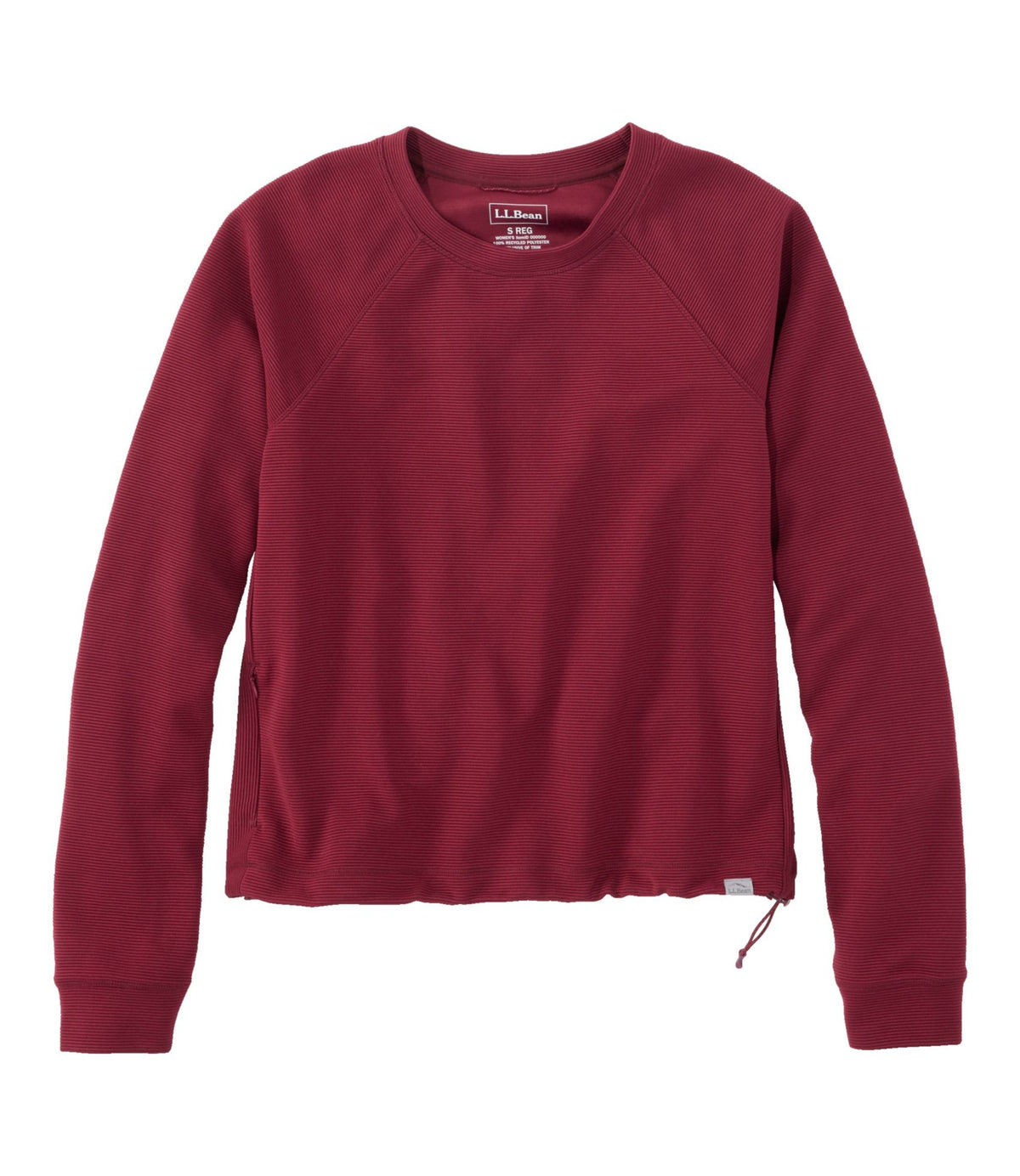 L.L.Bean Women's VentureStretch Ottoman-Rib Pullover, Cropped Deep Rosewood
