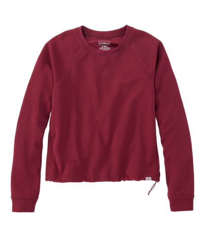 L.L.Bean Women's VentureStretch Ottoman-Rib Pullover, Cropped Deep Rosewood