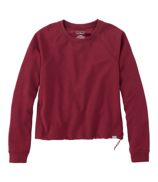 L.L.Bean Women's VentureStretch Ottoman-Rib Pullover, Cropped Deep Rosewood