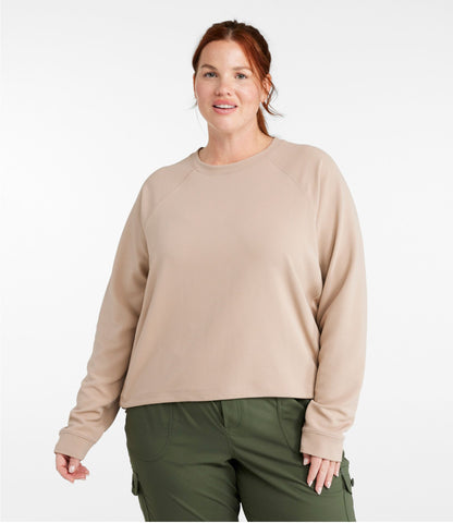 L.L.Bean Women's VentureStretch Ottoman-Rib Pullover, Cropped Deep Rosewood