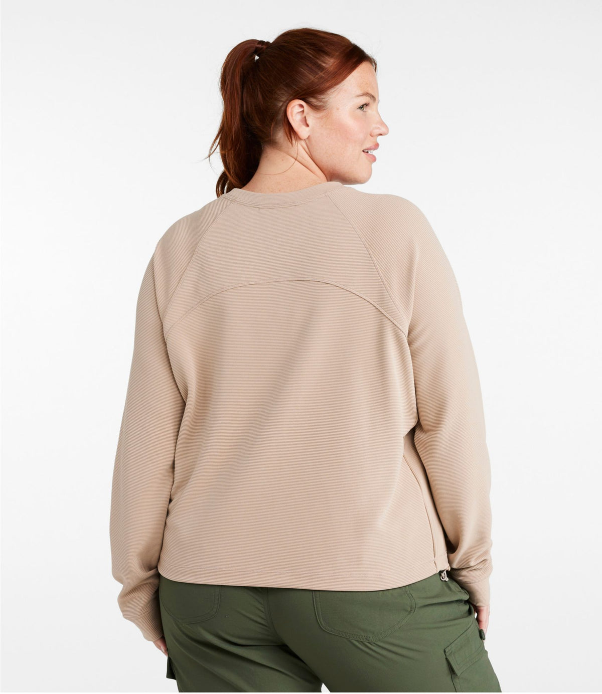L.L.Bean Women's VentureStretch Ottoman-Rib Pullover, Cropped Deep Rosewood