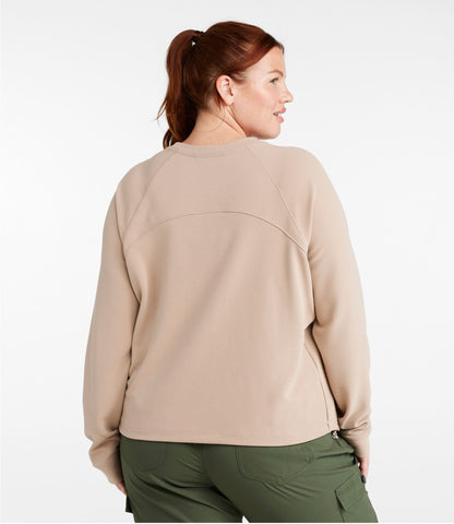 L.L.Bean Women's VentureStretch Ottoman-Rib Pullover, Cropped Deep Rosewood