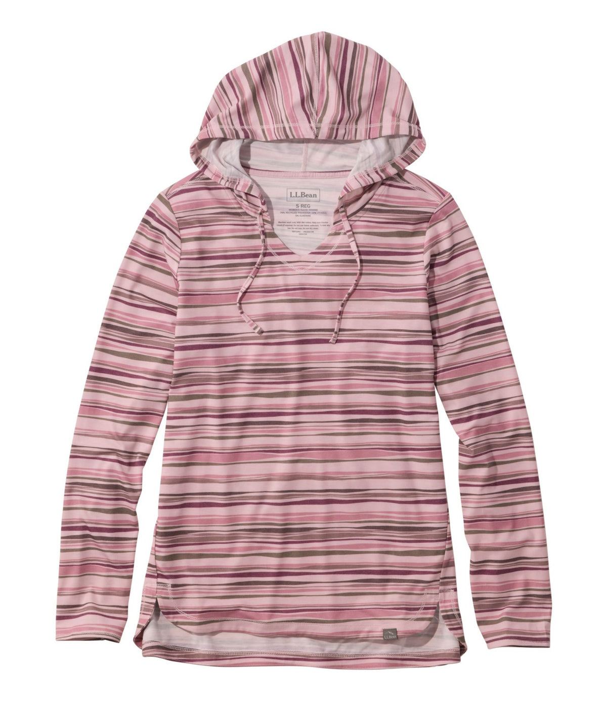 L.L.Bean Women's Everyday SunSmart® Hoodie, Long-Sleeve Stripe Antique Lilac Retro Stripe