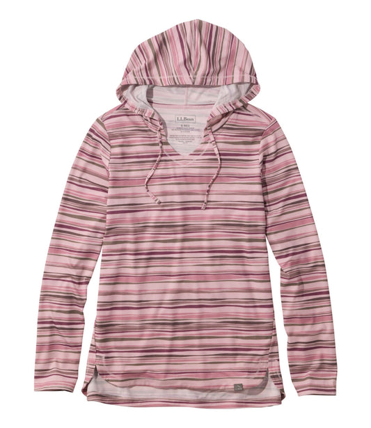 L.L.Bean Women's Everyday SunSmart® Hoodie, Long-Sleeve Stripe Antique Lilac Retro Stripe