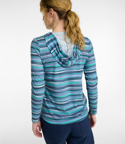 L.L.Bean Women's Everyday SunSmart® Hoodie, Long-Sleeve Stripe Antique Lilac Retro Stripe