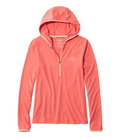 L.L.Bean Women's SunSmart Coolpro Half Zip Hoodie Reef Coral