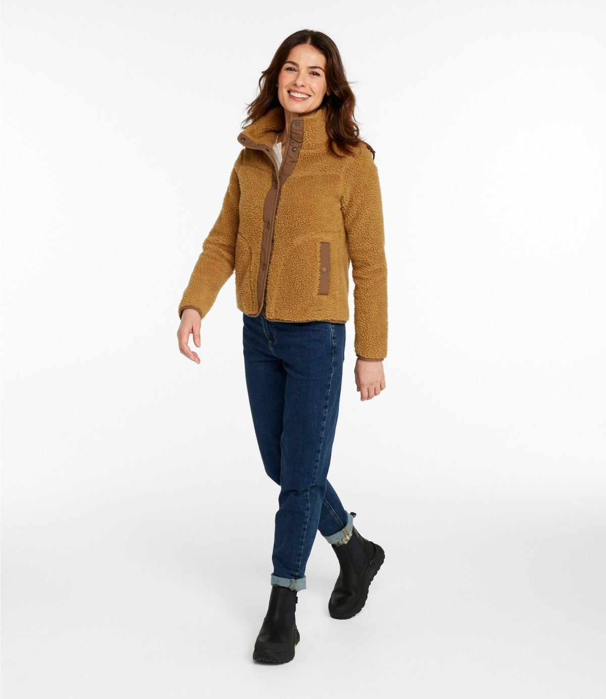 L.L.Bean Women's Bean's Sherpa Fleece Jacket Antique Gold