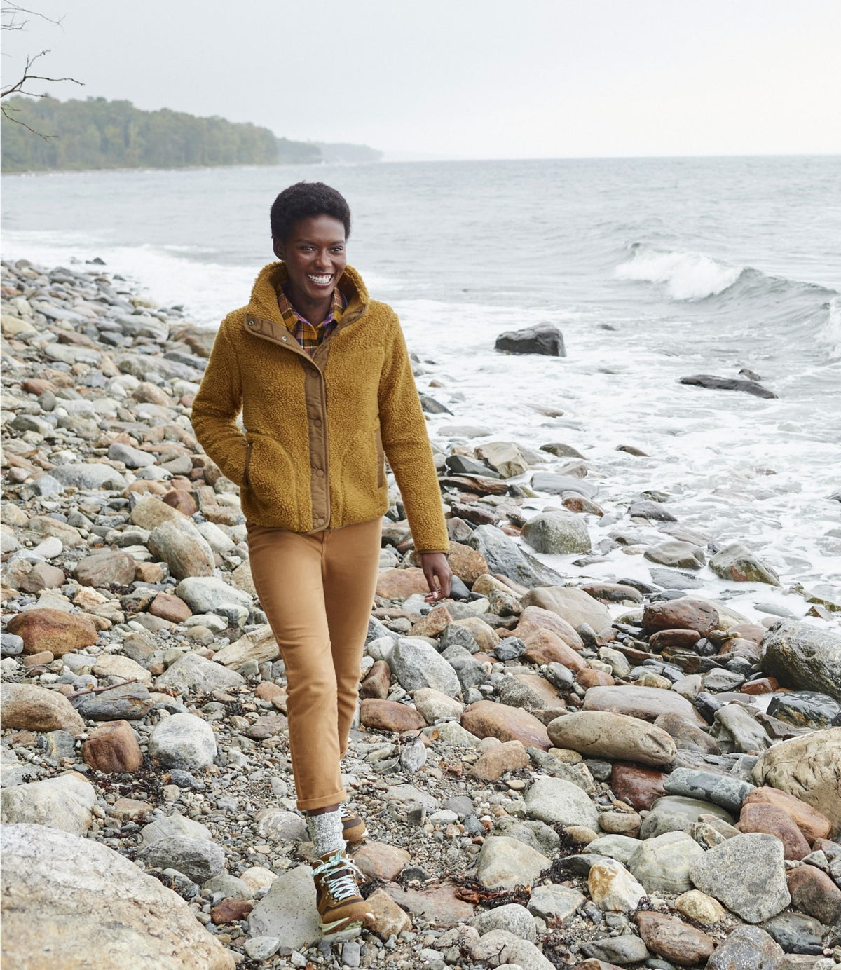 L.L.Bean Women's Bean's Sherpa Fleece Jacket Antique Gold