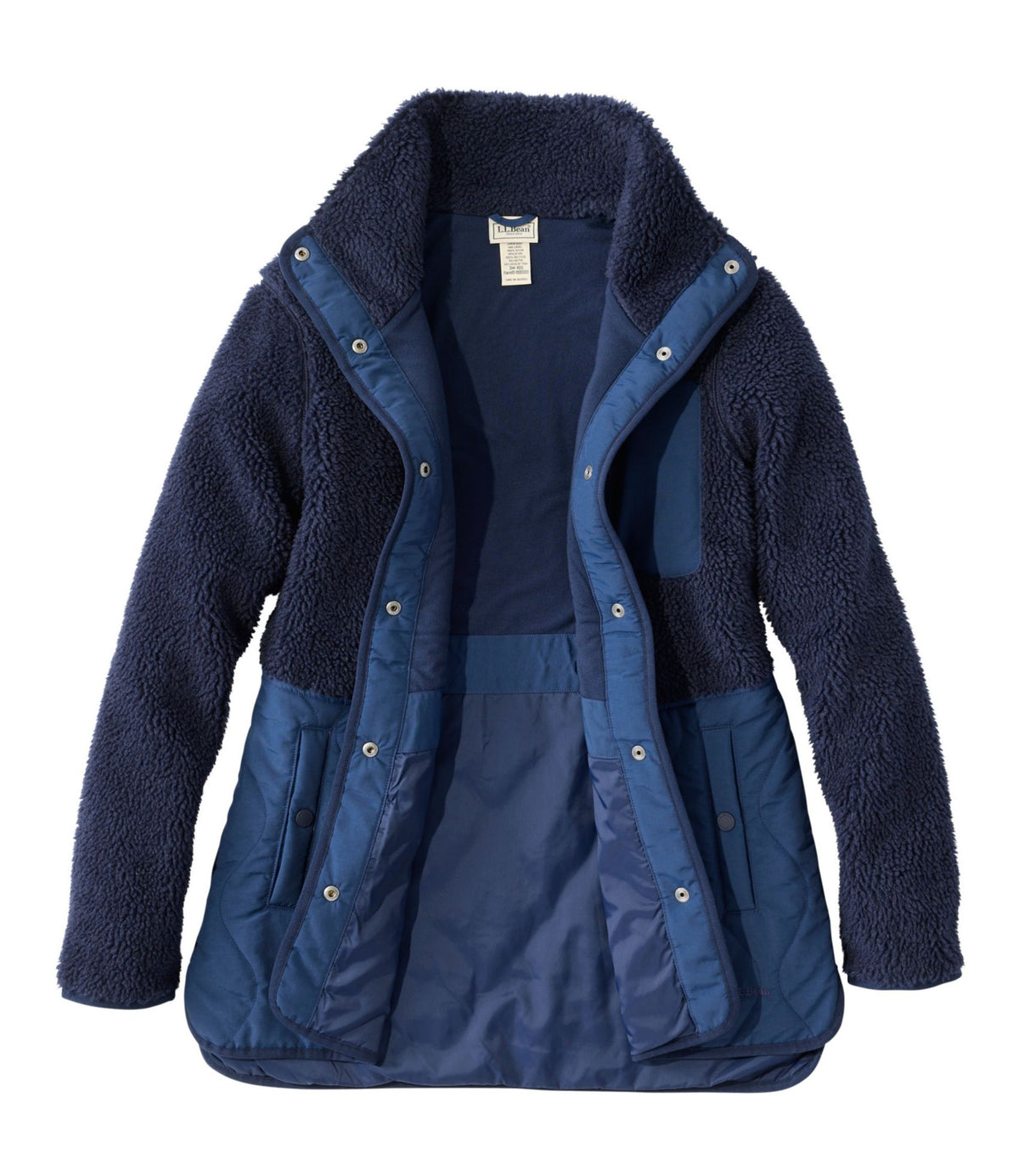 L.L.Bean Women's Bean's Mixed Media Sherpa Fleece Jacket Classic Navy