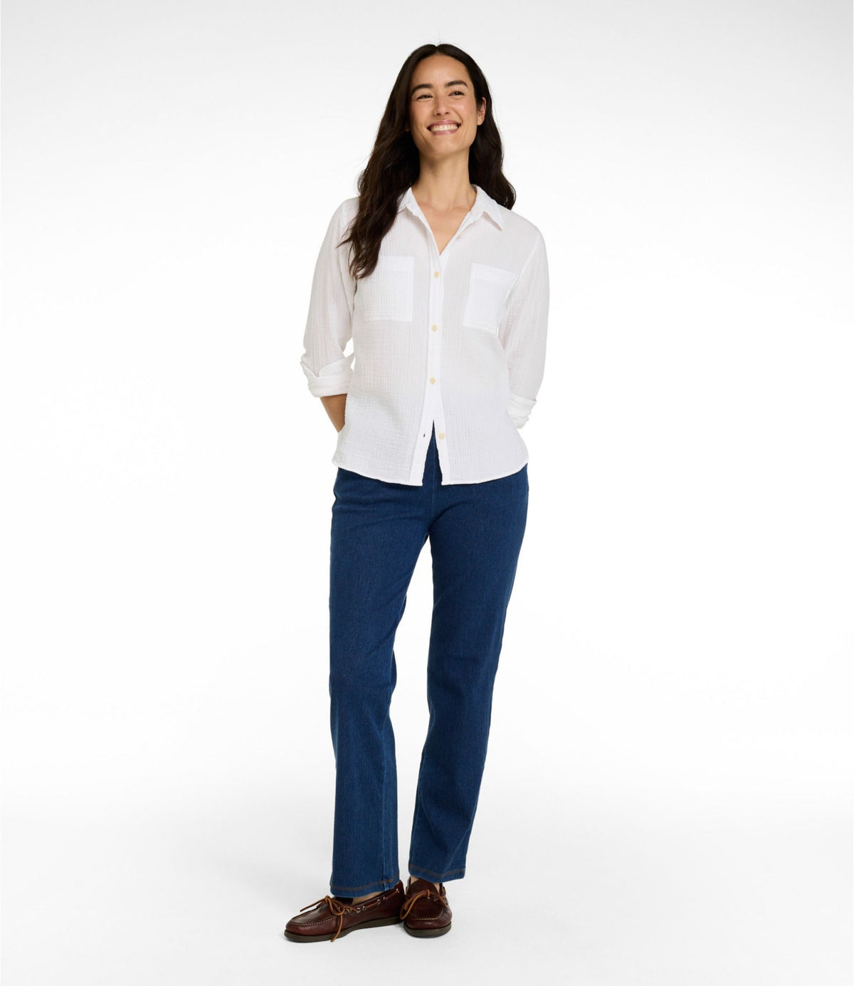 L.L.Bean Women's Perfect Fit Pants, Denim Straight-Leg Indigo Denim