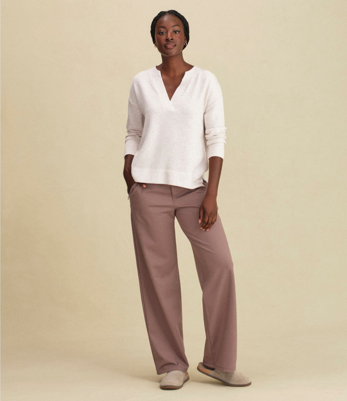 L.L.Bean Women's L.L.Bean Go-Anywhere Knit Pants, High-Rise Wide-Leg Alloy Gray