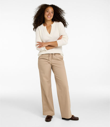 L.L.Bean Lakewashed Pull-on Chinos, Mid-Rise Wide-Leg Coal Dust