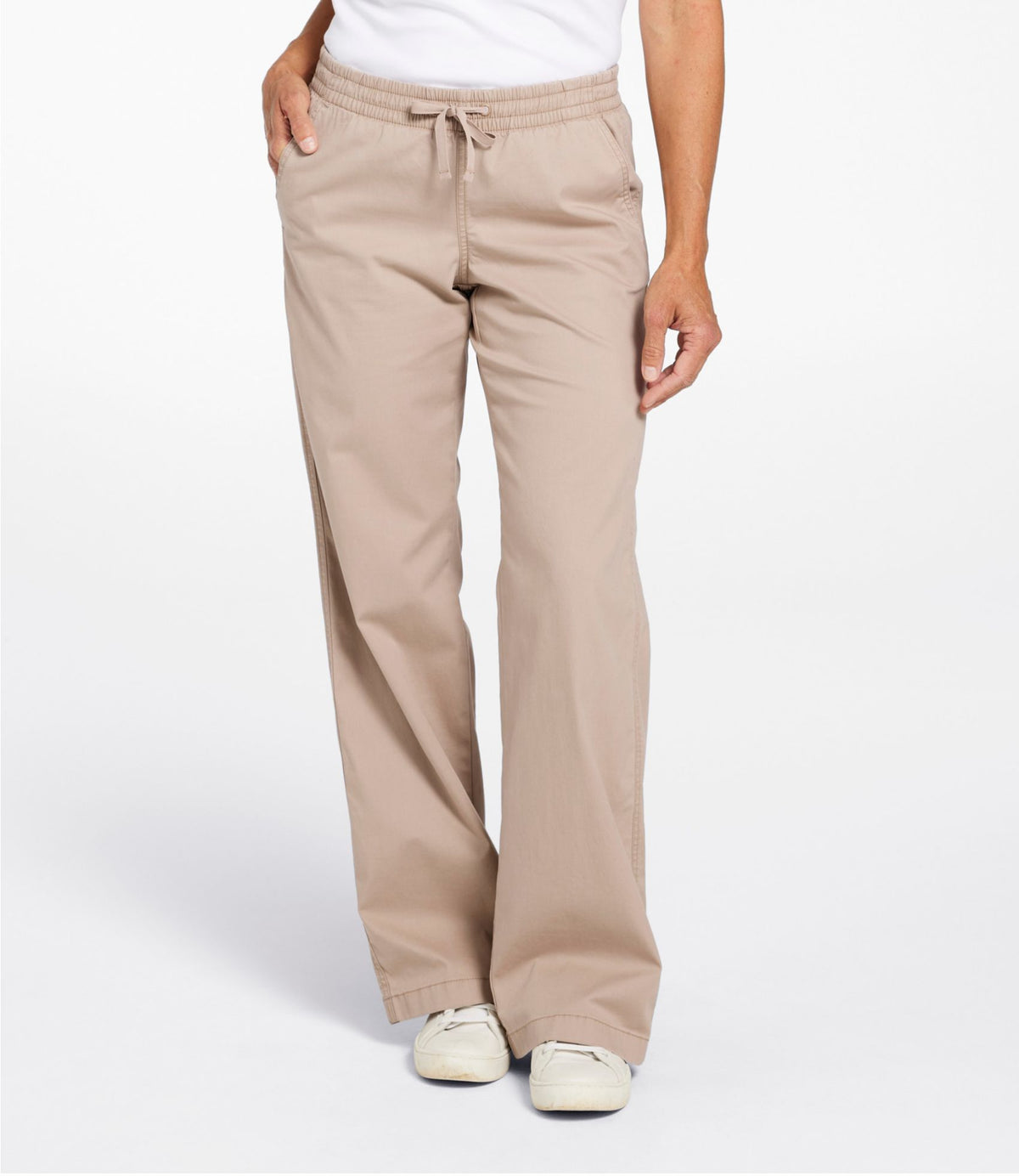 L.L.Bean Lakewashed Pull-on Chinos, Mid-Rise Wide-Leg Coal Dust