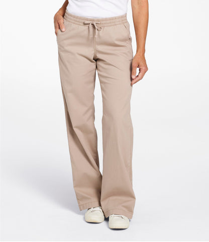 L.L.Bean Lakewashed Pull-on Chinos, Mid-Rise Wide-Leg Coal Dust