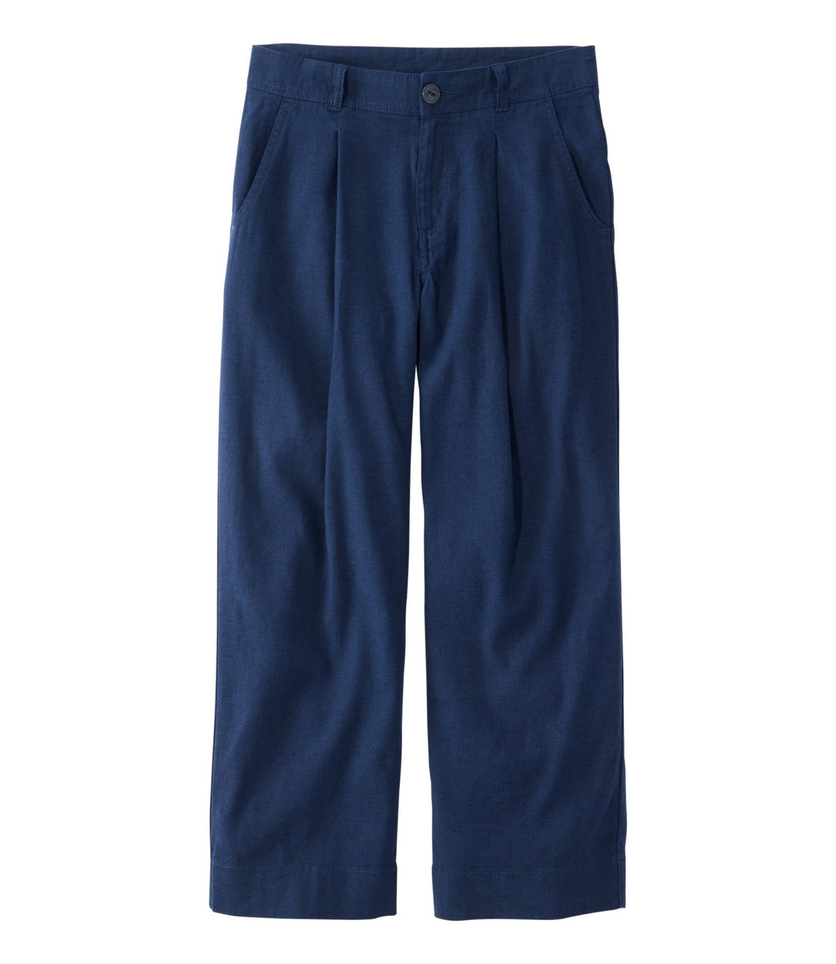 L.L.Bean Women's Lakeside Linen-Blend Pants, Crop Classic Navy